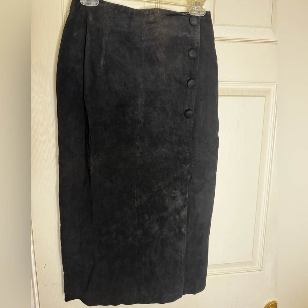 Savannah Charcoal Button-Accent Pencil VTG Skirt 10